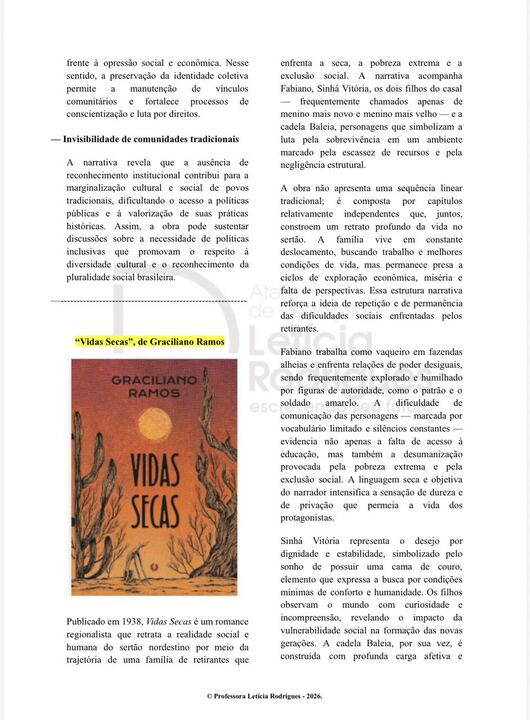 Página do e-book — Vidas Secas, repertório sociocultural